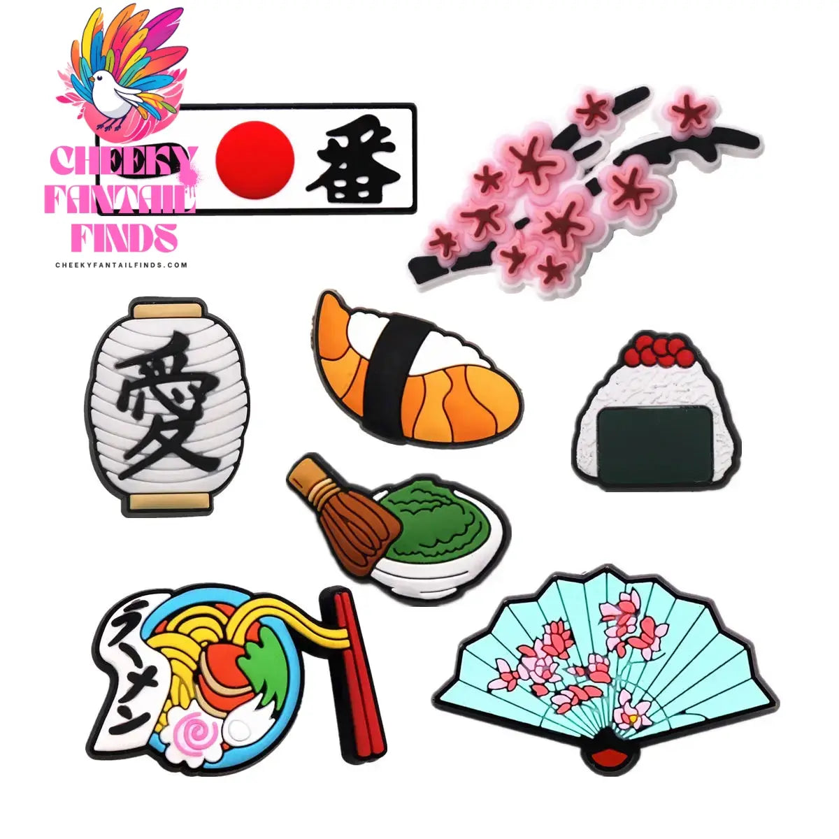 1 Pcs Original Japanese Style PVC Shoe Charms Sashimi Designer Sandal Upper Decorations Accessories Sakura Fan Clog Pin Buckle Cheeky Fantail Finds