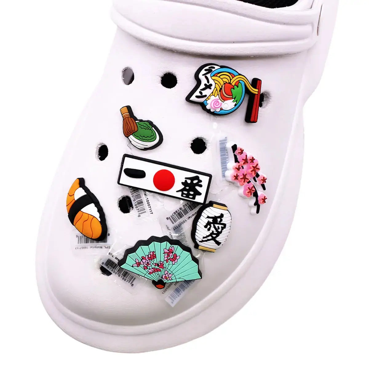 1 Pcs Original Japanese Style PVC Shoe Charms Sashimi Designer Sandal Upper Decorations Accessories Sakura Fan Clog Pin Buckle Cheeky Fantail Finds
