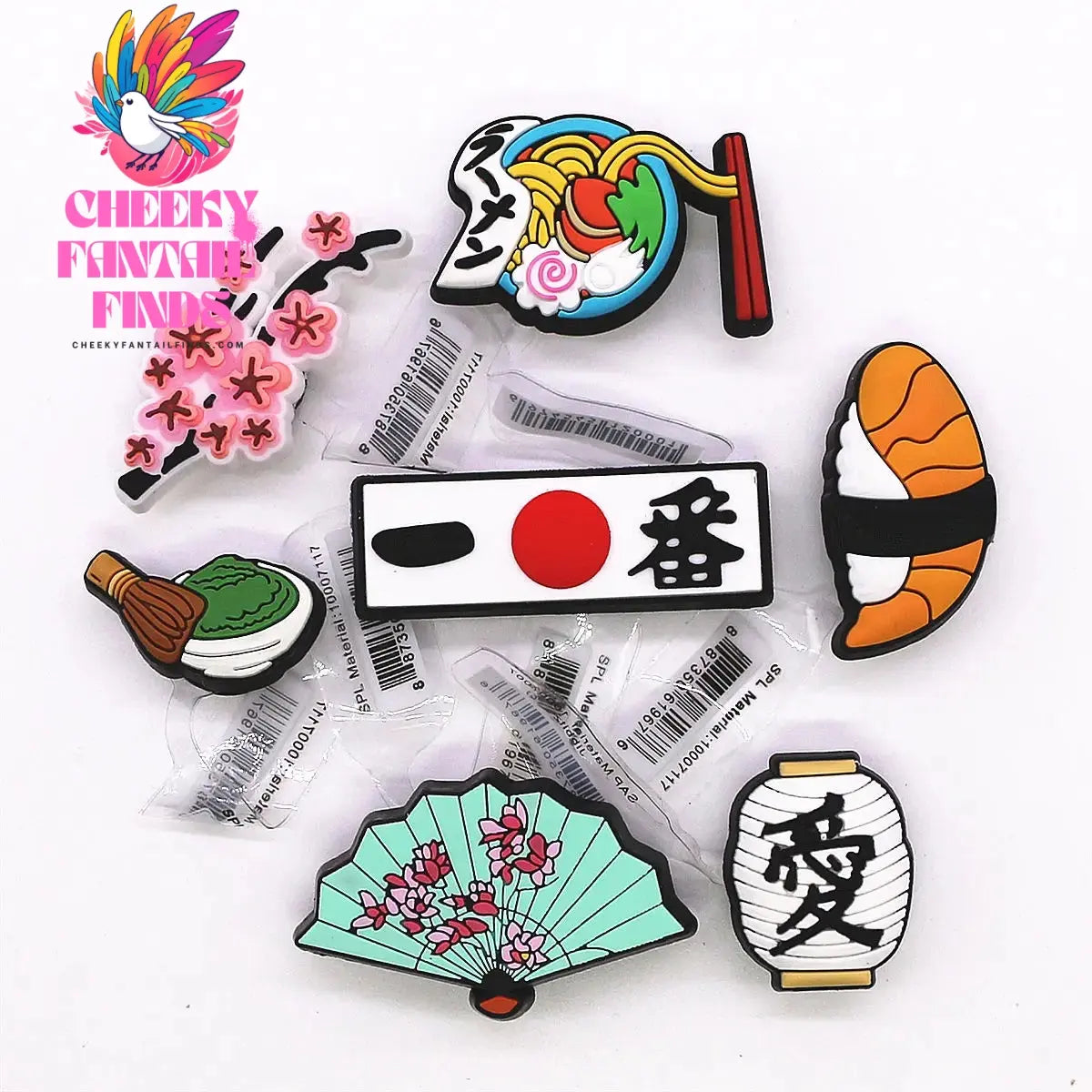 1 Pcs Original Japanese Style PVC Shoe Charms Sashimi Designer Sandal Upper Decorations Accessories Sakura Fan Clog Pin Buckle Cheeky Fantail Finds