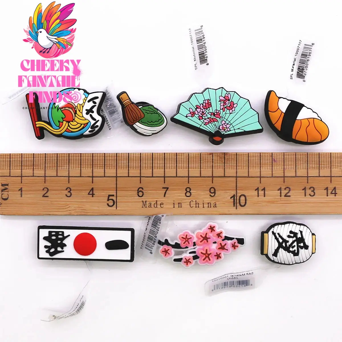 1 Pcs Original Japanese Style PVC Shoe Charms Sashimi Designer Sandal Upper Decorations Accessories Sakura Fan Clog Pin Buckle Cheeky Fantail Finds