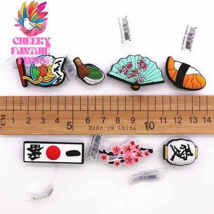 1 Pcs Original Japanese Style PVC Shoe Charms Sashimi Designer Sandal Upper Decorations Accessories Sakura Fan Clog Pin Buckle Cheeky Fantail Finds