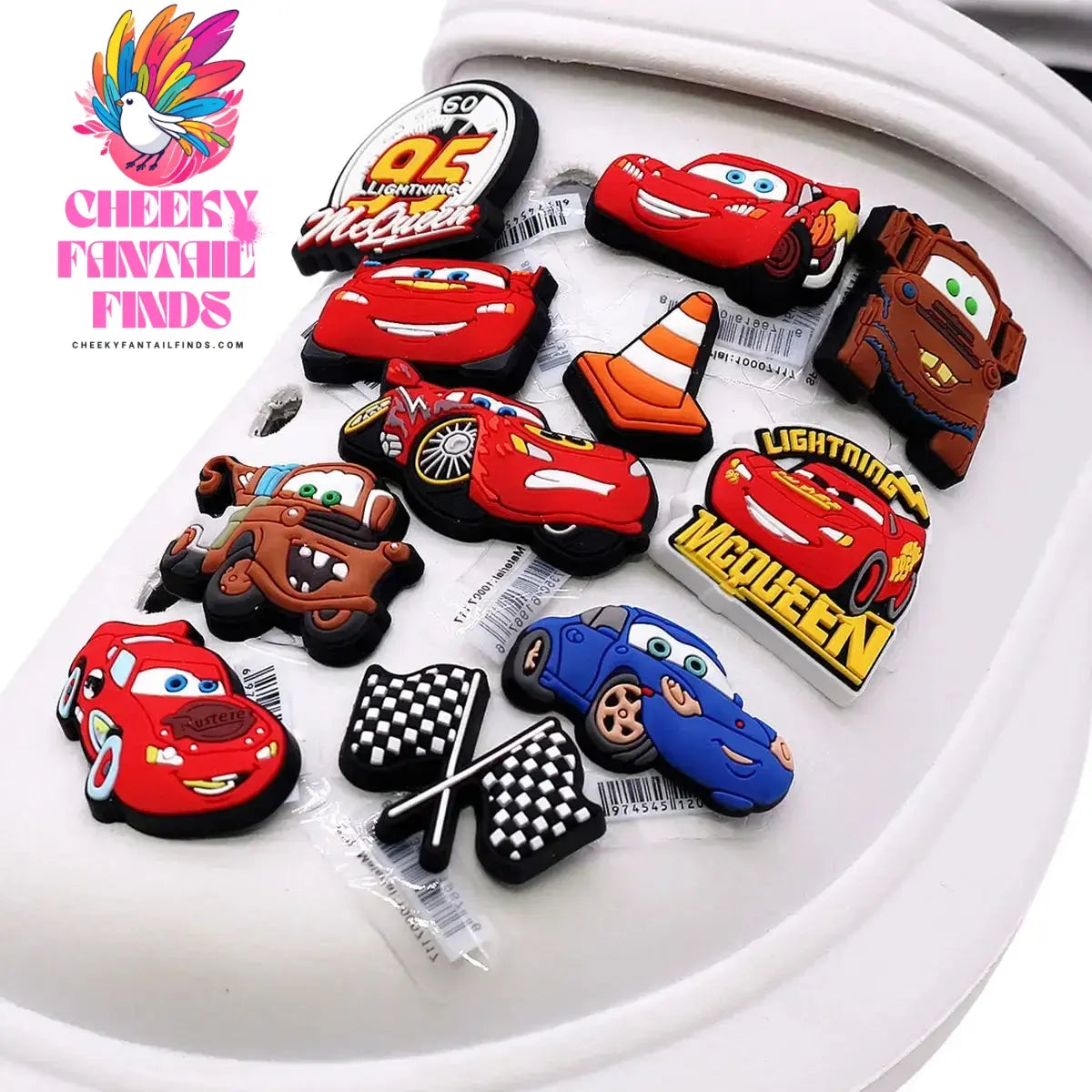 1 Pcs Original Movie Cars Shoe Charms Lightning McQueen Clog Pins Kids Cheeky Fantail Finds