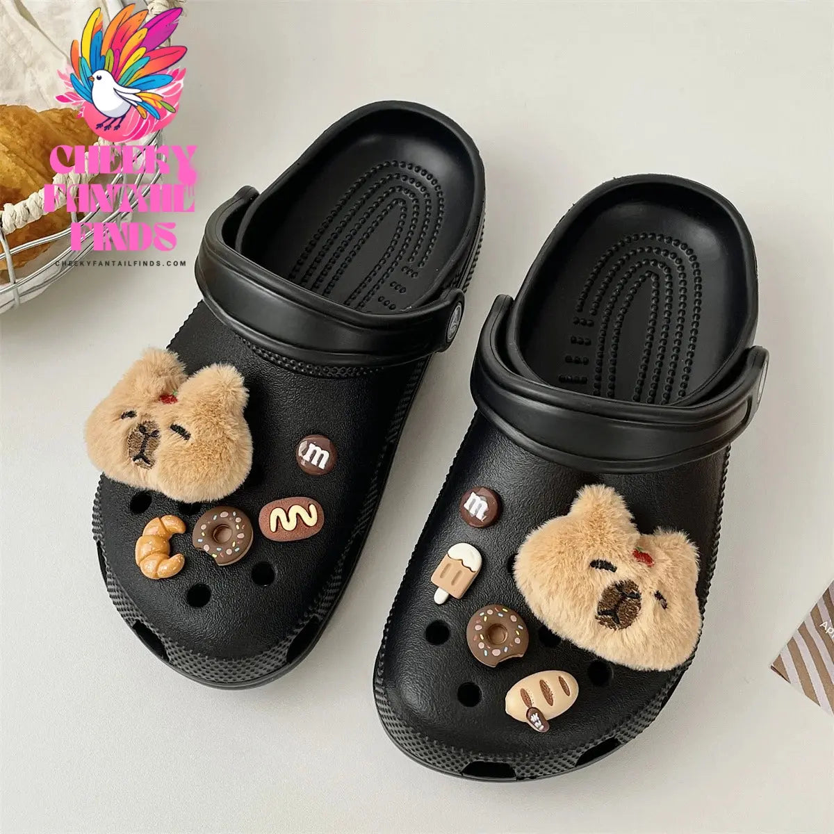 1 Set Cute Capybara Shoes Accessories Boys Girls Sandals Garden Shoe Buckle Plush Doll Decorations Fit Charm - Cheeky Fantail Finds