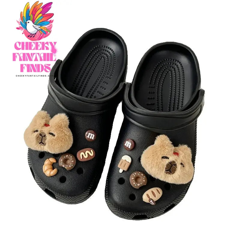 1 Set Cute Capybara Shoes Accessories Boys Girls Sandals Garden Shoe Buckle Plush Doll Decorations Fit Charm - Cheeky Fantail Finds