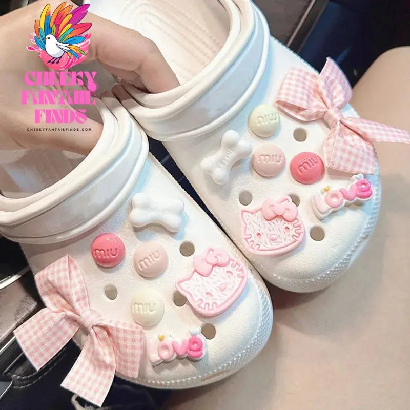 1 Set Hole Shoe Charms Cute Character Accessories Funny Hello kitty Shoes Buckle DIY 3D Doll Shoes Decorations Sandal - Cheeky Fantail Finds