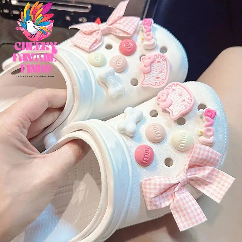 1 Set Hole Shoe Charms Cute Character Accessories Funny Hello kitty Shoes Buckle DIY 3D Doll Shoes Decorations Sandal - Cheeky Fantail Finds