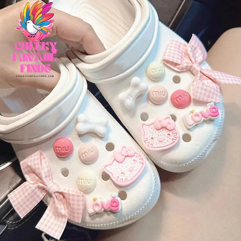 1 Set Hole Shoe Charms Cute Character Accessories Funny Hello kitty Shoes Buckle DIY 3D Doll Shoes Decorations Sandal - Cheeky Fantail Finds