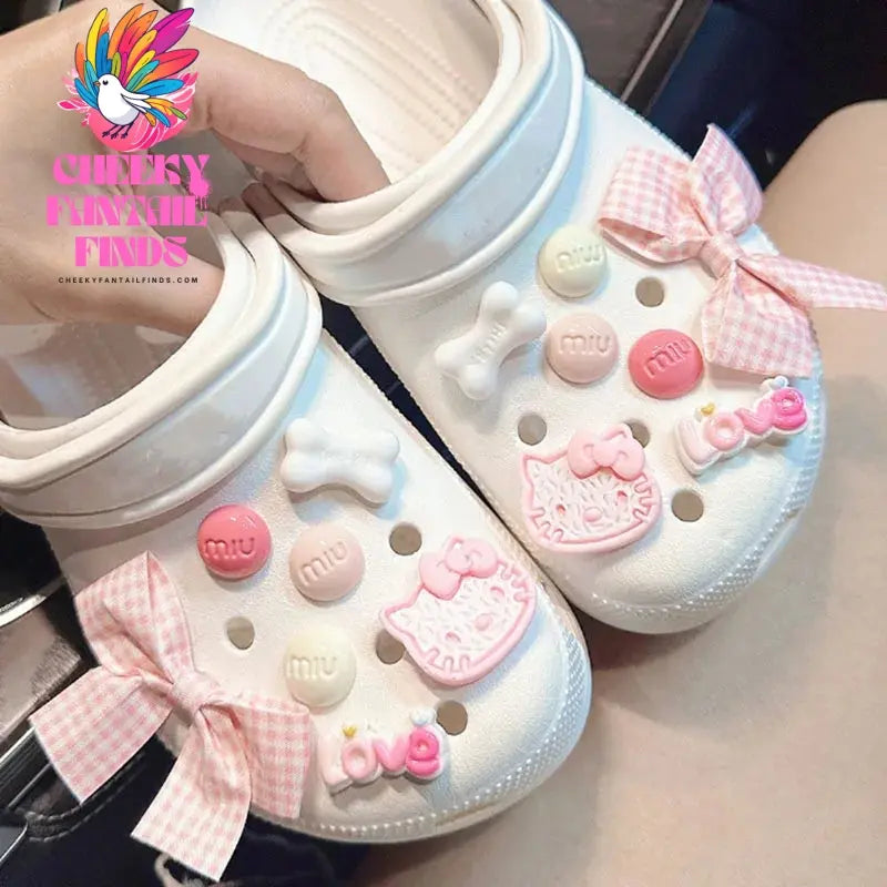 1 Set Hole Shoe Charms Cute Character Accessories Funny Hello kitty Shoes Buckle DIY 3D Doll Shoes Decorations Sandal - Cheeky Fantail Finds