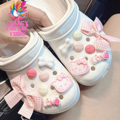 1 Set Hole Shoe Charms Cute Character Accessories Funny Hello kitty Shoes Buckle DIY 3D Doll Shoes Decorations Sandal - Cheeky Fantail Finds