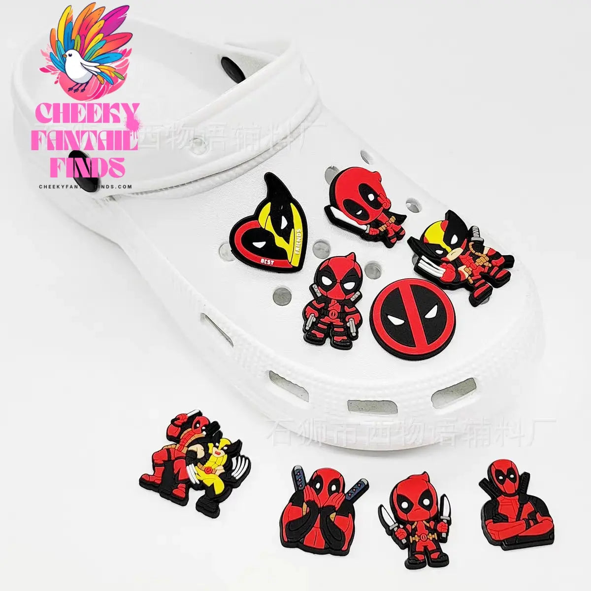 1 Set Movie Deadpools Series Shoe Buckle Charms Kids Fit Shoe Gifts Boys Cheeky Fantail Finds