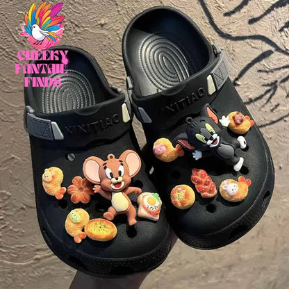 1 set MINISO Cartoon Shoe Charms Designer Tom And Jerry Cat Mouse Shoe Charms Decoration Sandal Accessories for Christmas Gifts Cheeky Fantail Finds