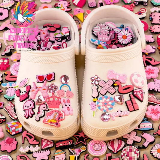 10/20/50/100pcs Random All Pink Shoe Charms Cartoon Cute Animal Plant Shoe Decorations Pins for Women Girl Sandals  Accessories Cheeky Fantail Finds