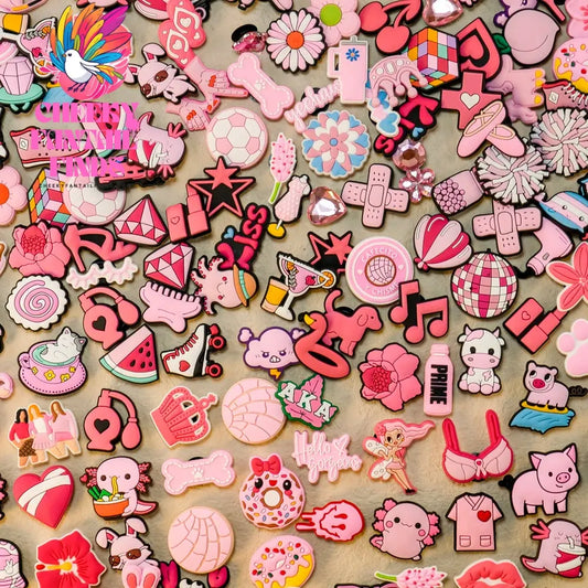 10/20/50/100pcs Random All Pink Shoe Charms Cartoon Cute Animal Plant Shoe Decorations Pins for Women Girl Sandals  Accessories Cheeky Fantail Finds