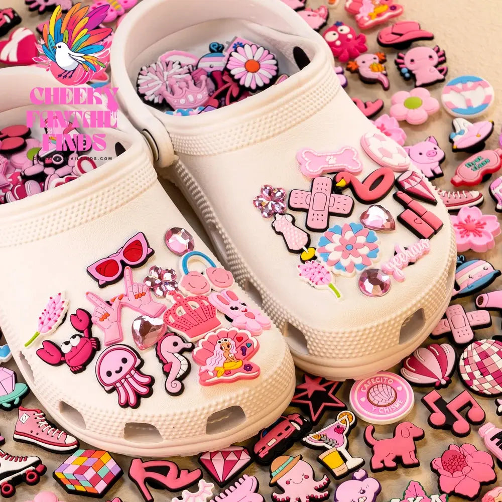 10/20/50/100pcs Random All Pink Shoe Charms Cartoon Cute Animal Plant Shoe Decorations Pins for Women Girl Sandals  Accessories Cheeky Fantail Finds