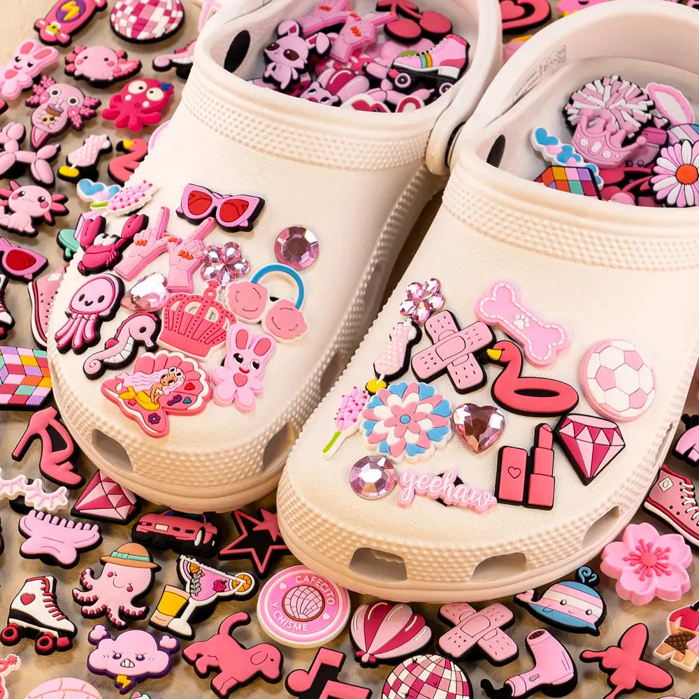 10/20/50/100pcs Random All Pink Shoe Charms Cartoon Cute Animal Plant Shoe Decorations Pins for Women Girl Sandals  Accessories Cheeky Fantail Finds