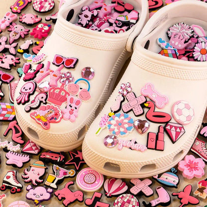 10/20/50/100pcs Random All Pink Shoe Charms Cartoon Cute Animal Plant Shoe Decorations Pins for Women Girl Sandals  Accessories Cheeky Fantail Finds