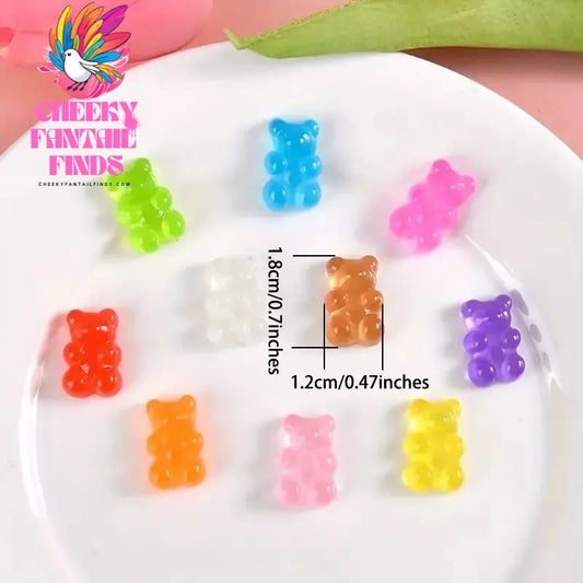 10/20pcs Glow-in-the-Dark Cute Bear Shoe Charms - Luminous DIY Shoe Decoration Accessories for Clogs - Cheeky Fantail Finds