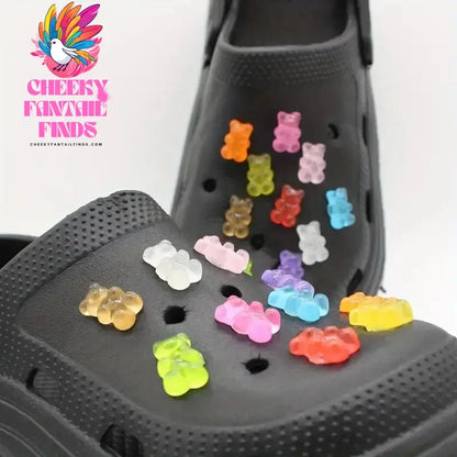 10/20pcs Glow-in-the-Dark Cute Bear Shoe Charms - Luminous DIY Shoe Decoration Accessories for Clogs - Cheeky Fantail Finds