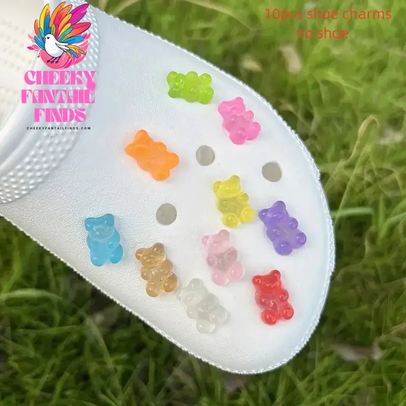 10/20pcs Glow-in-the-Dark Cute Bear Shoe Charms - Luminous DIY Shoe Decoration Accessories for Clogs - Cheeky Fantail Finds
