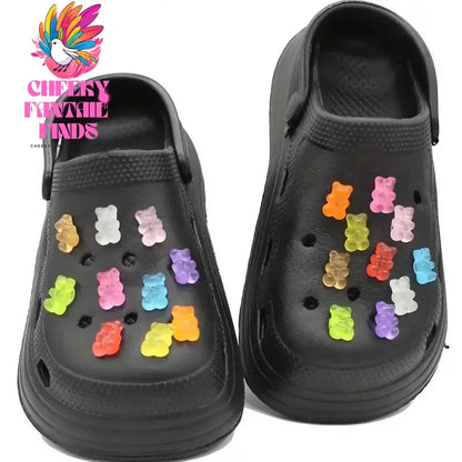 10/20pcs Glow-in-the-Dark Cute Bear Shoe Charms - Luminous DIY Shoe Decoration Accessories for Clogs - Cheeky Fantail Finds