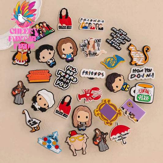 10/28/50pcs PVC Friends Shoe Charms Chandler Rachel Shoe Decorations for Men Women Girl Garden Sandal Accessories Clog Buckles - Cheeky Fantail Finds