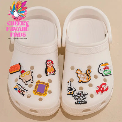 10/28/50pcs PVC Friends Shoe Charms Chandler Rachel Shoe Decorations for Men Women Girl Garden Sandal Accessories Clog Buckles - Cheeky Fantail Finds