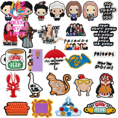 10/28/50pcs PVC Friends Shoe Charms Chandler Rachel Shoe Decorations for Men Women Girl Garden Sandal Accessories Clog Buckles - Cheeky Fantail Finds