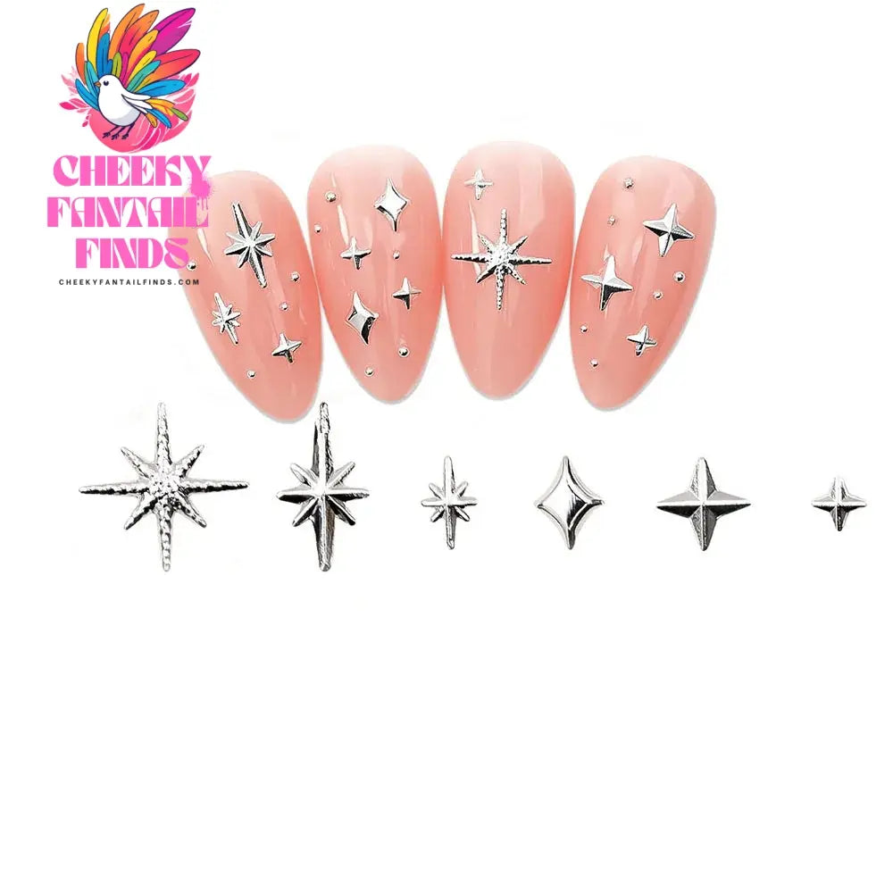 100pcs Random Mix Nail Rivet Studs Gold/Silver Stars Light Nail Art Charms Asterism Starlight Accessories Manicure Supplies Cheeky Fantail Finds