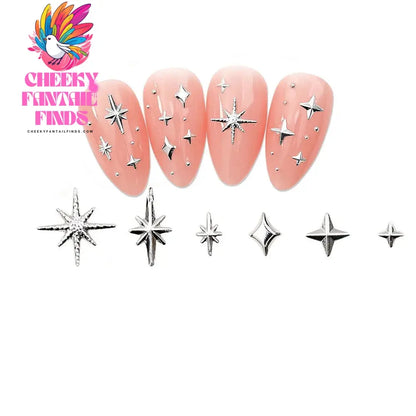 100pcs Random Mix Nail Rivet Studs Gold/Silver Stars Light Nail Art Charms Asterism Starlight Accessories Manicure Supplies Cheeky Fantail Finds