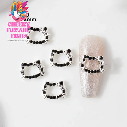 10Pcs 3D Miniso Full Diamond Hello Kitty Nail Charms 8x10mm Kawaii Kitty Crystal Nail Art Decor DIY Alloy Cute Kitty Nail Jewel Cheeky Fantail Finds