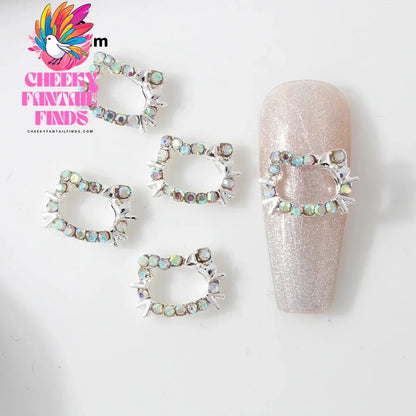 10Pcs 3D Miniso Full Diamond Hello Kitty Nail Charms 8x10mm Kawaii Kitty Crystal Nail Art Decor DIY Alloy Cute Kitty Nail Jewel Cheeky Fantail Finds