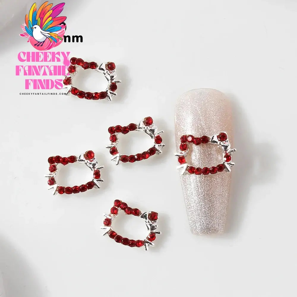10Pcs 3D Miniso Full Diamond Hello Kitty Nail Charms 8x10mm Kawaii Kitty Crystal Nail Art Decor DIY Alloy Cute Kitty Nail Jewel Cheeky Fantail Finds