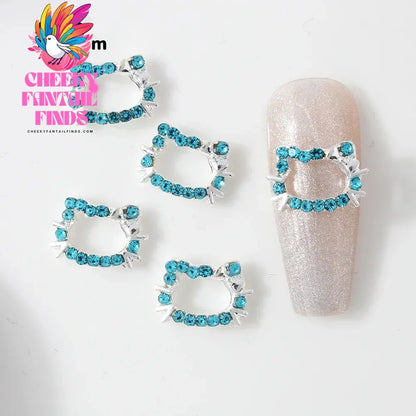 10Pcs 3D Miniso Full Diamond Hello Kitty Nail Charms 8x10mm Kawaii Kitty Crystal Nail Art Decor DIY Alloy Cute Kitty Nail Jewel Cheeky Fantail Finds
