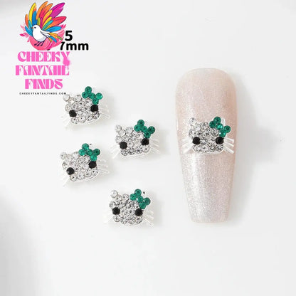 10Pcs 3D Miniso Full Diamond Hello Kitty Nail Charms 8x10mm Kawaii Kitty Crystal Nail Art Decor DIY Alloy Cute Kitty Nail Jewel Cheeky Fantail Finds