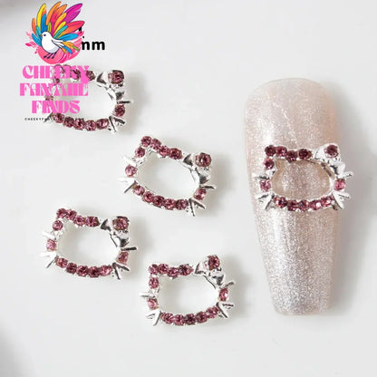 10Pcs 3D Miniso Full Diamond Hello Kitty Nail Charms 8x10mm Kawaii Kitty Crystal Nail Art Decor DIY Alloy Cute Kitty Nail Jewel Cheeky Fantail Finds