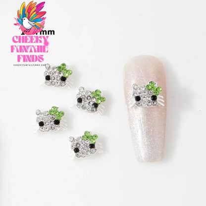 10Pcs 3D Miniso Full Diamond Hello Kitty Nail Charms 8x10mm Kawaii Kitty Crystal Nail Art Decor DIY Alloy Cute Kitty Nail Jewel Cheeky Fantail Finds