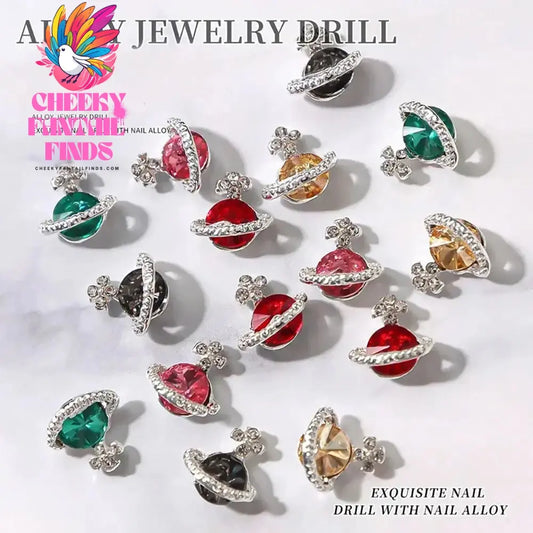 10Pcs 3D Zircon Alloy Nail Art Decoration Saturn Planet Cross Gems Stones Crystal Rhinestones Nail Charms Nail Accessories Cheeky Fantail Finds