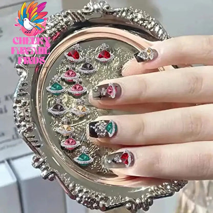 10Pcs 3D Zircon Alloy Nail Art Decoration Saturn Planet Cross Gems Stones Crystal Rhinestones Nail Charms Nail Accessories Cheeky Fantail Finds