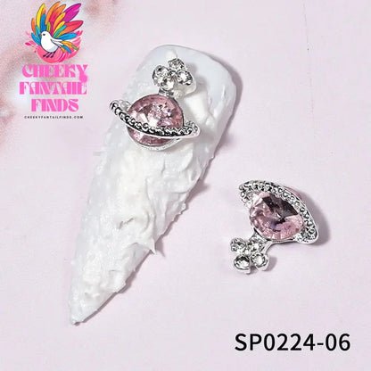 10Pcs 3D Zircon Alloy Nail Art Decoration Saturn Planet Cross Gems Stones Crystal Rhinestones Nail Charms Nail Accessories Cheeky Fantail Finds
