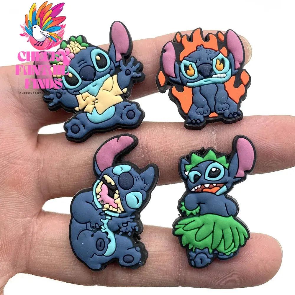 10Pcs Cute Stitch Charms PVC Shoe Charms DIY Shoe Fit Sandals Buckle Decoration Kids Party Gifts Cheeky Fantail Finds