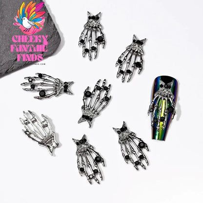 10Pcs/Lot Halloween Luxury Silver Cross Nail Art Charm Parts Punk Y2K Metal Style Jewelry Alloy Shinny Nail Diamond Decoration Cheeky Fantail Finds