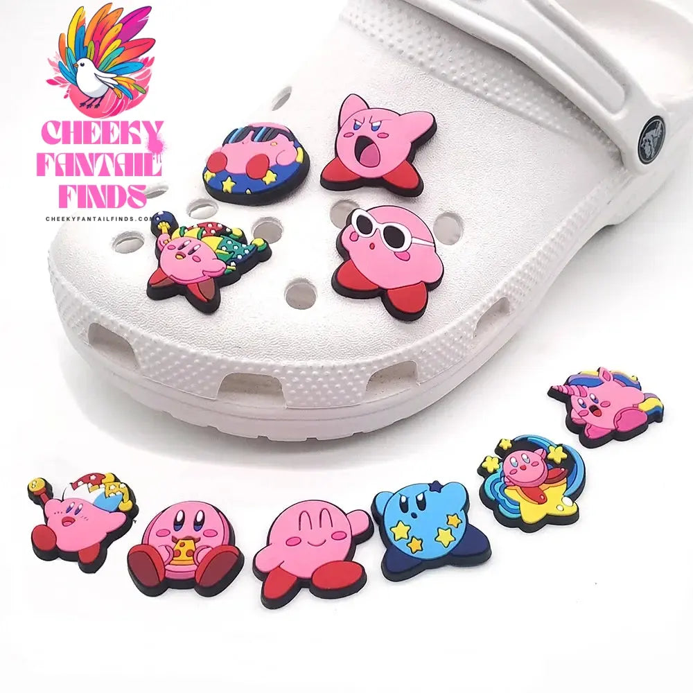 10Pcs Set Kirby's Dream Land Shoe Buckle DIY Sneakers Accessories Souvenir PVC Shoe Decorations Clogs Kids Gifts Cheeky Fantail Finds