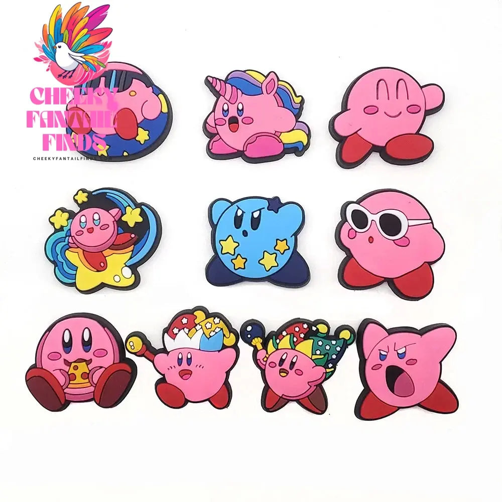 10Pcs Set Kirby's Dream Land Shoe Buckle DIY Sneakers Accessories Souvenir PVC Shoe Decorations Clogs Kids Gifts Cheeky Fantail Finds