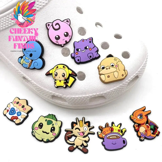 10Pcs Set Pokemon PVC Shoe Buckle Accessories Pikachu DIY Cartoon Animals Shoes Decoration for Kids Charms Kids Party Gift Cheeky Fantail Finds