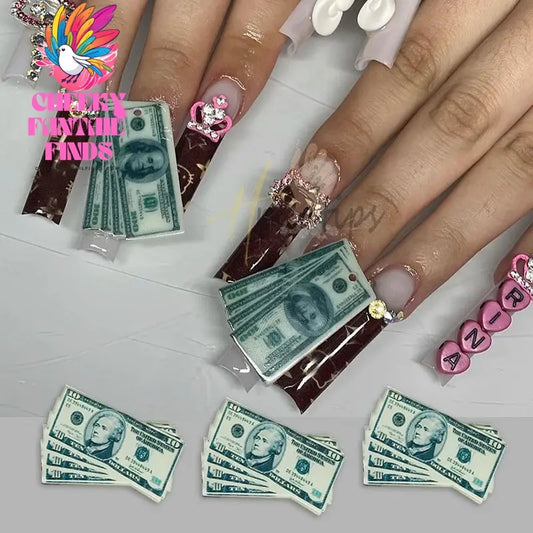 10pc Luxury Money Dollors Nail Charms 3D Crystal Rhinestones Dollor Design Manicure DIY Nail Art Jewelry Decorations Cheeky Fantail Finds