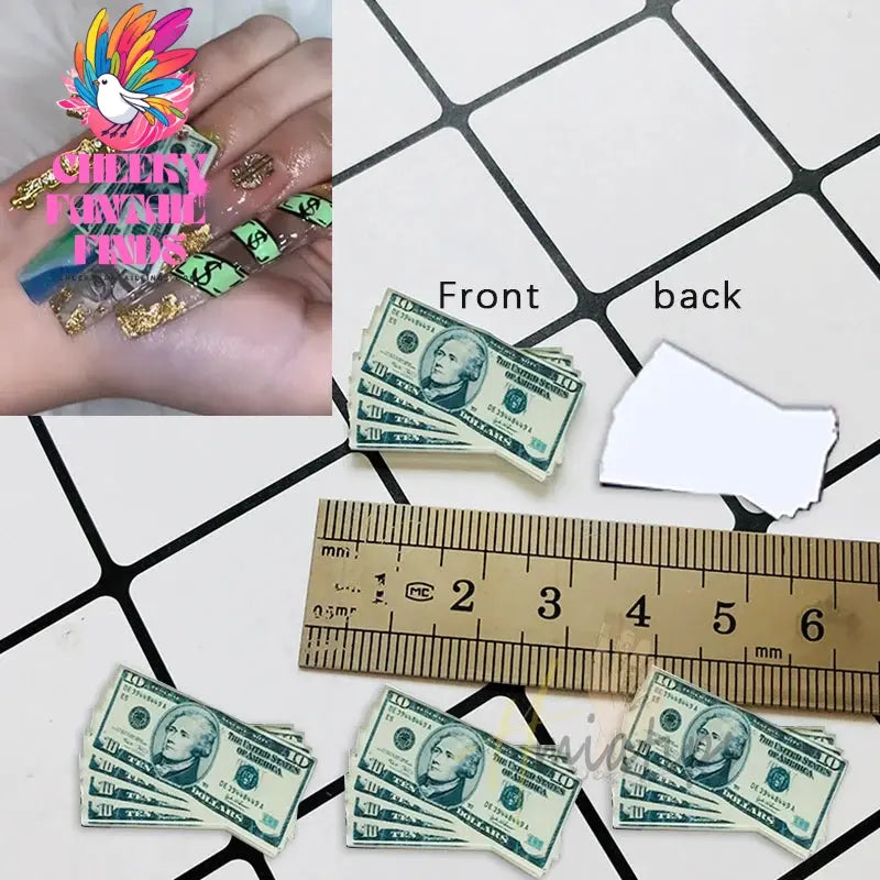 10pc Luxury Money Dollors Nail Charms 3D Crystal Rhinestones Dollor Design Manicure DIY Nail Art Jewelry Decorations Cheeky Fantail Finds