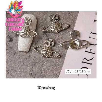 10pcs 3D Luxury Planet Nail Charms Saturn Planet Nail Rhinestones Gems Jewelry Kawaii DIY Acrylic Nail Manicure Decoration Cheeky Fantail Finds