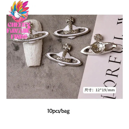 10pcs 3D Luxury Planet Nail Charms Saturn Planet Nail Rhinestones Gems Jewelry Kawaii DIY Acrylic Nail Manicure Decoration Cheeky Fantail Finds