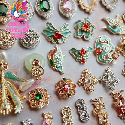 10pcs Festive Wedding Bride New Year Christmas Zircon Metal Nails Jewelry Decorations Nail Art Accessories Charms Parts Supplies Cheeky Fantail Finds