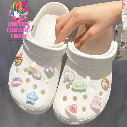 10pcs Rainbow Bear Hole Shoe Charms Accessories Shoe Buckle Cute Little Animals Shoes Flower DIY Shoes Decoration Cheeky Fantail Finds